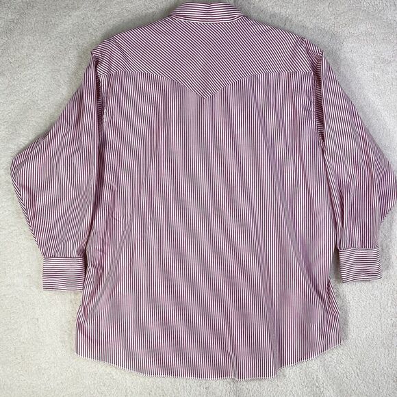 Champion Western Mens 19x35 Red Stripe Shirt Long Sleeve Pearl Snap Rodeo - Picture 2 of 9